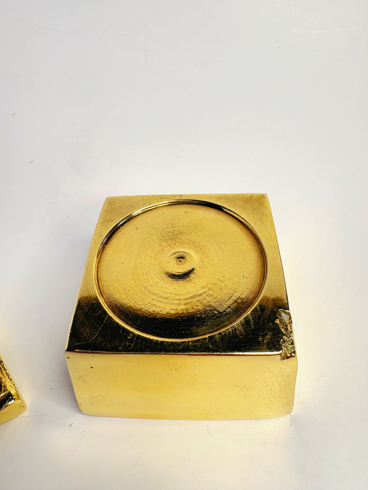 Vintage Solid Brass Grid-Style Cigar Ashtray