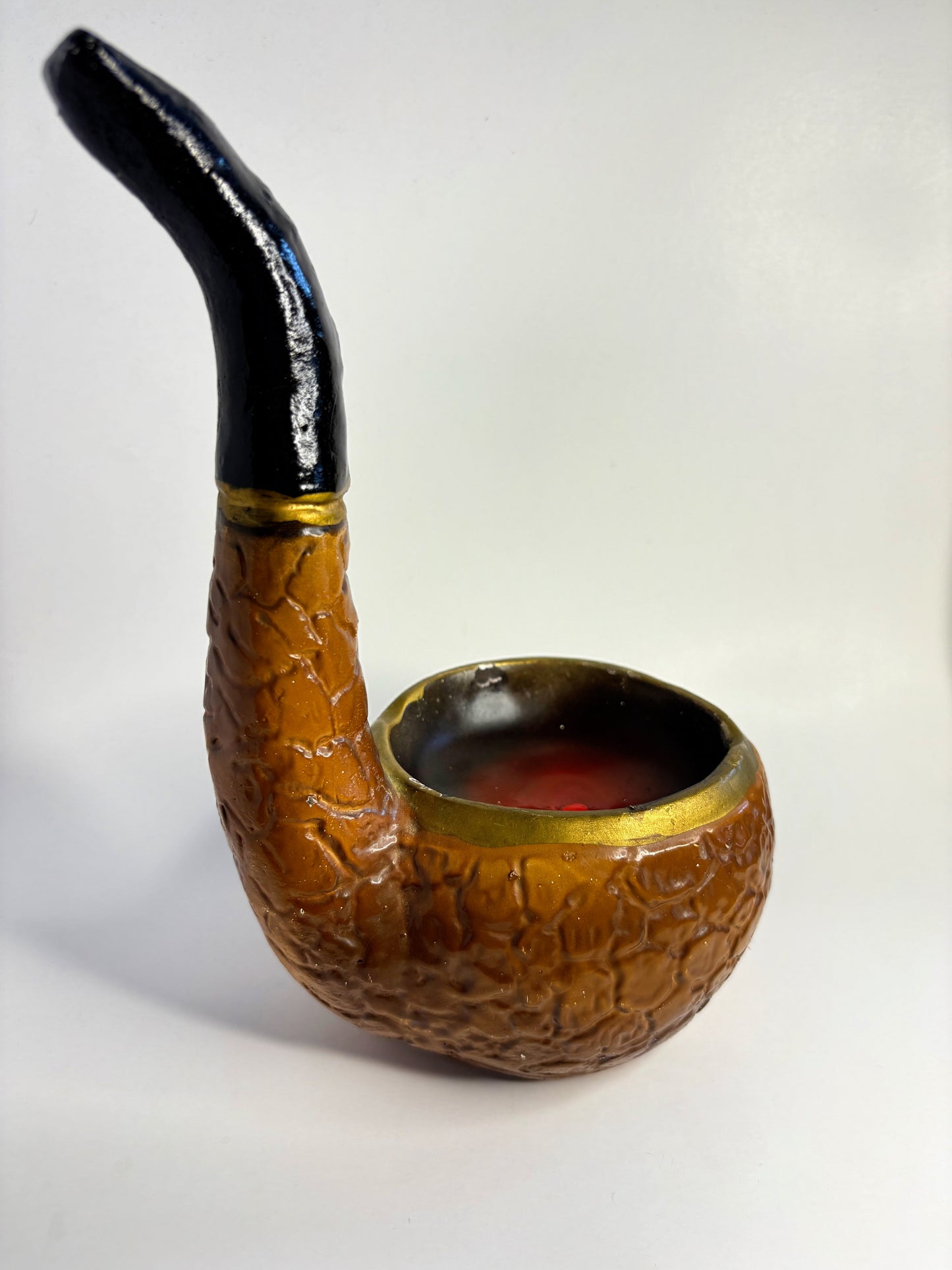 Hand-Painted Tobacco Pipe Candle Holder