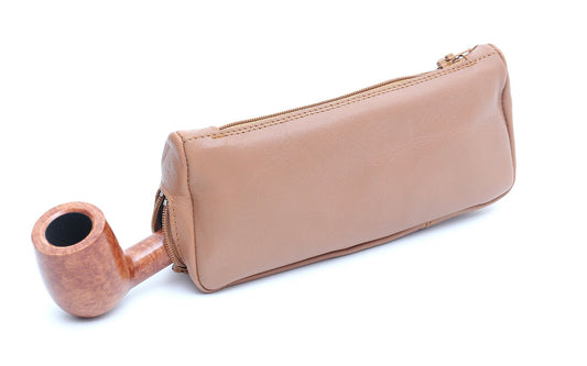 Savinelli Vintage 1 Pipe and Tobacco Bag Leather Light Brown