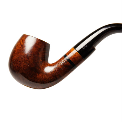 Wooden pipe with a black accent on a light gray background