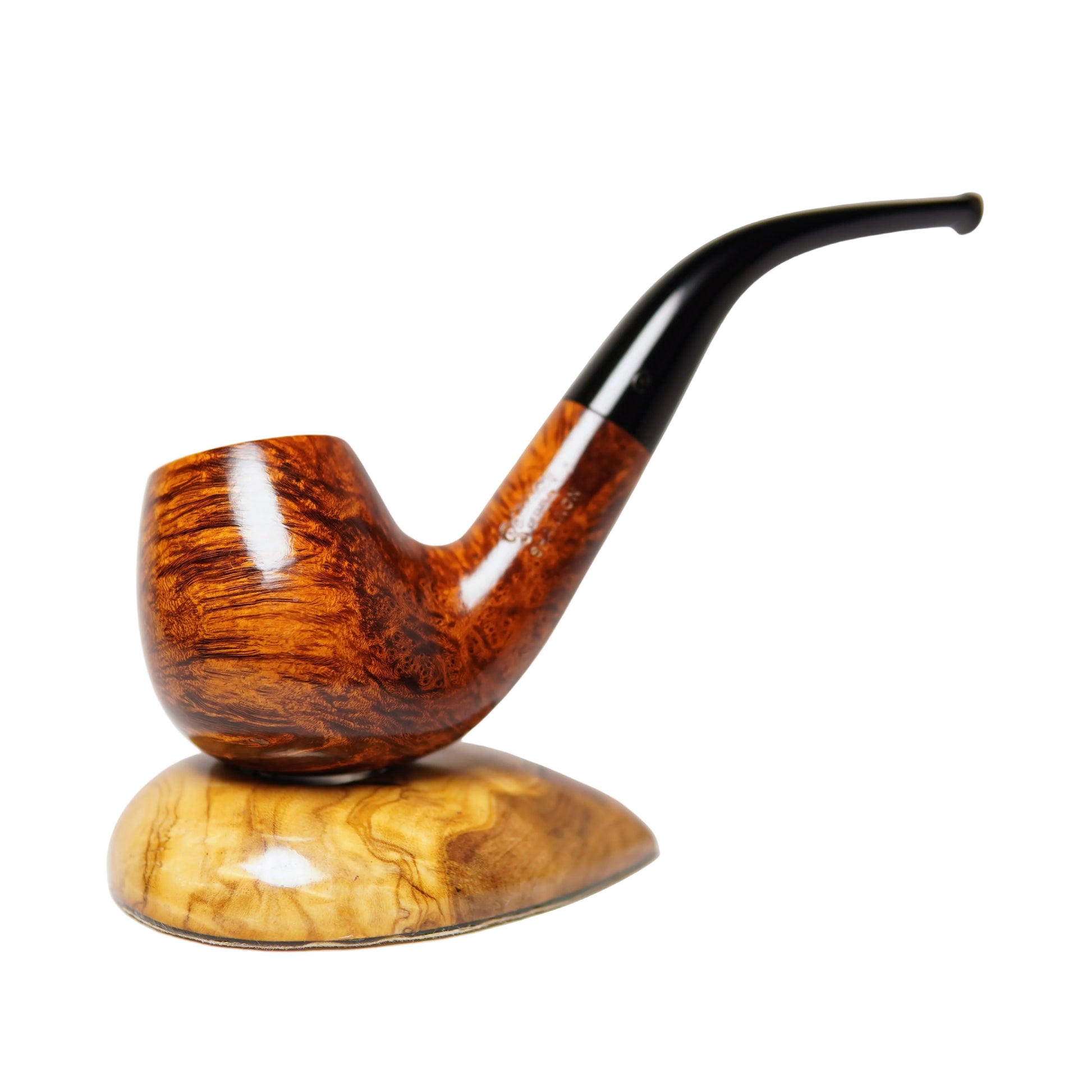 Wooden smoking pipe on a white background