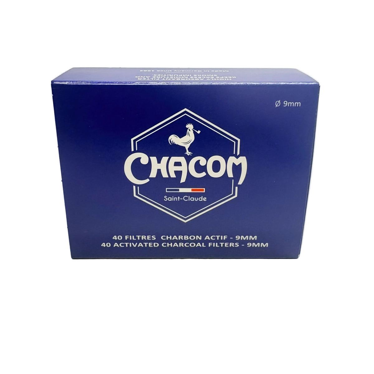 Chacom 9 mm activated-charcoal pipe filters available from Palmyra Products