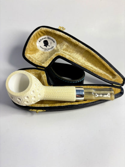 Ahmet Govem Nosewarmer Carved Lattice Meerschaum Pipe