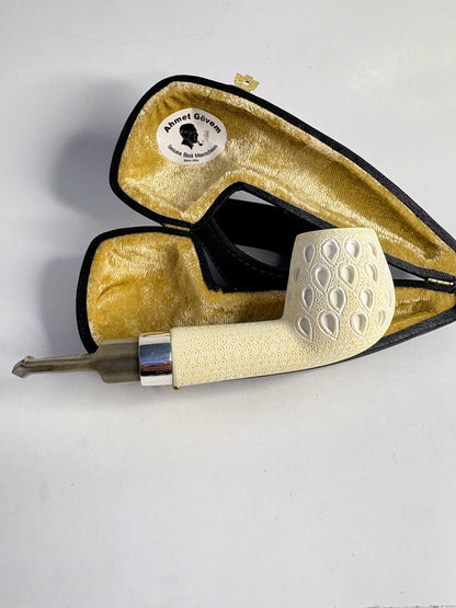 Ahmet Govem Nosewarmer Carved Lattice Meerschaum Pipe