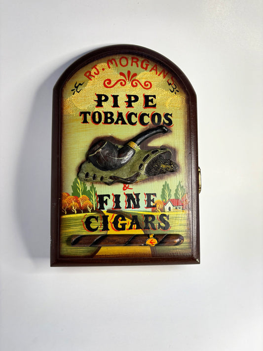 Vintage RJ Morgan's Pipe Tobacco & Fine Cigars Wooden Key Cabinet
