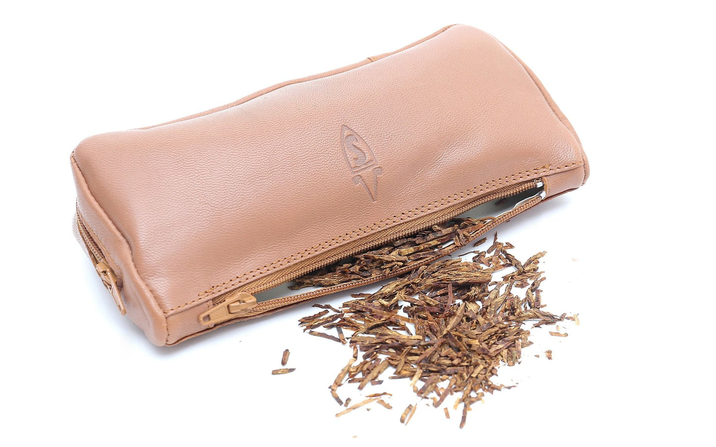 Savinelli Vintage 1 Pipe and Tobacco Bag Leather Light Brown